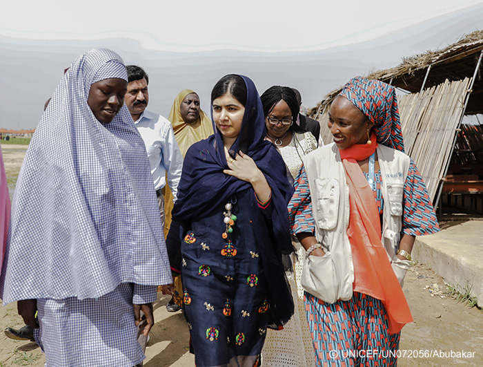 나이지리아를 방문한 노벨 평화상 수상자이자 교육 옹호 활동가 말랄라 유사프자이